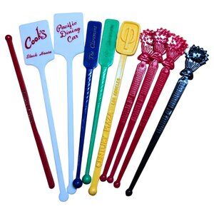 Vintage Advertising Los Angeles Swizzle Sticks Stirrer Sticks Tiki Bar Set Of 10